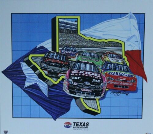 Texas Motor Speedway 1998 Sam Bass Print 22" X 25.5"