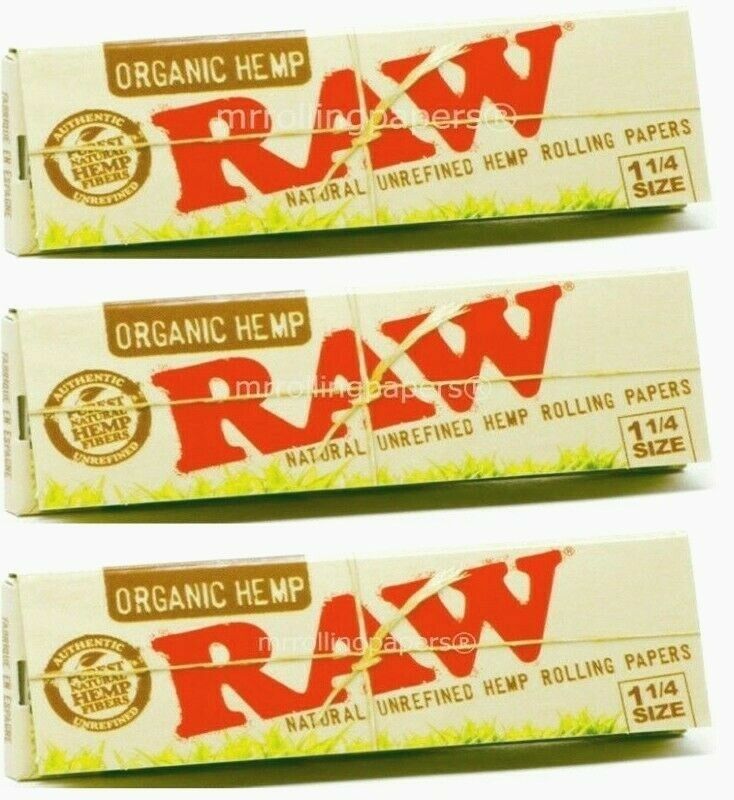 3x Raw Organic 1 1/4 Rolling Papers 50 Lvs *usa Shipped* Mrrollingpapers®