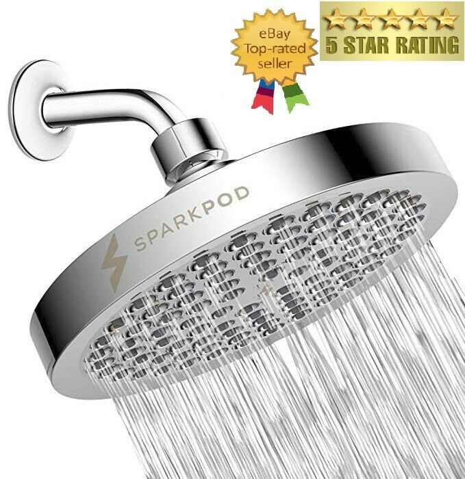 Sparkpod Shower Head High Pressure Rainfall Luxury Modern Chrome Look 6"