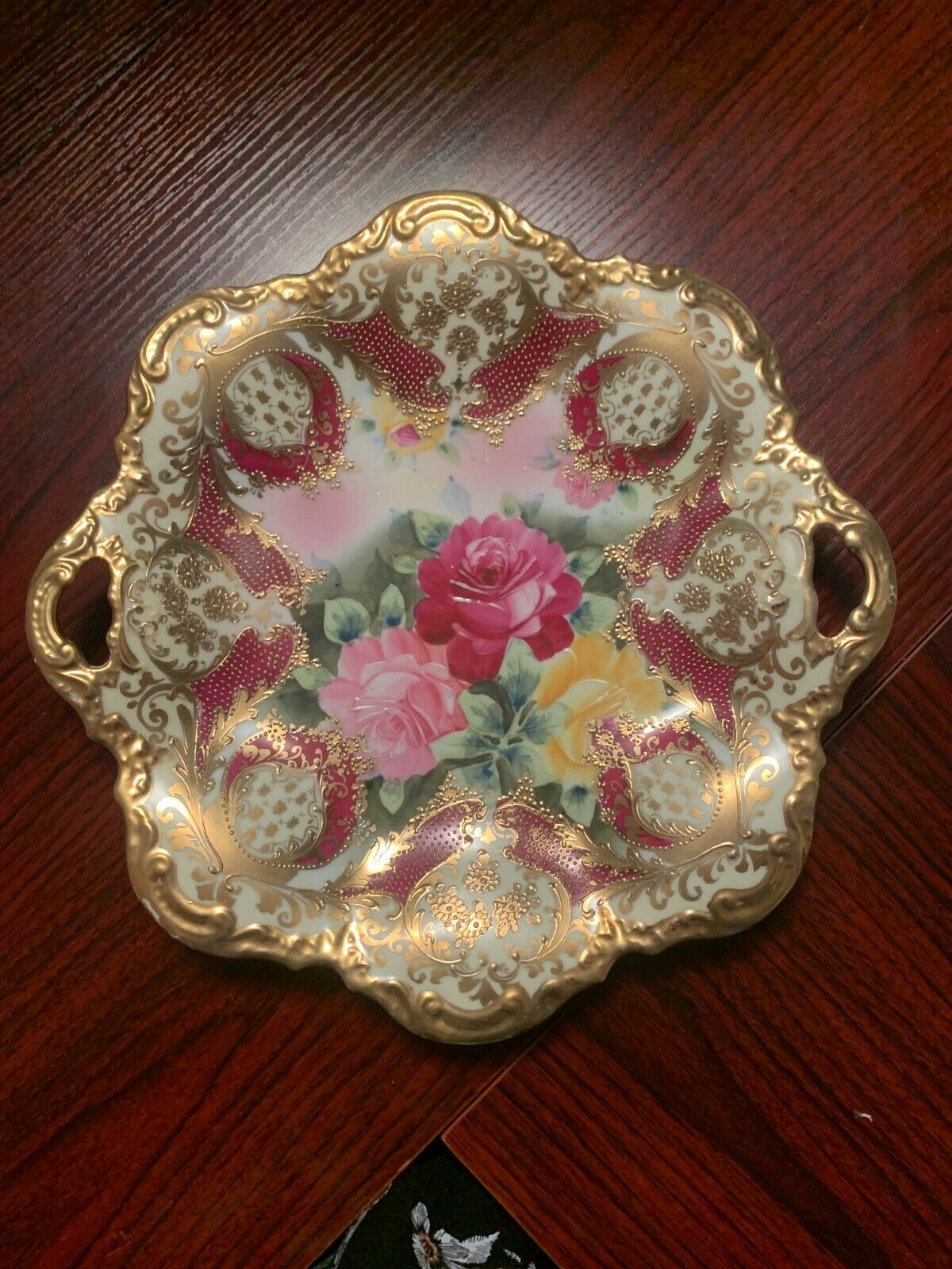 Victorian Hand Painted Royal Kinran Nippon Gold Moriage Cabinet Plate