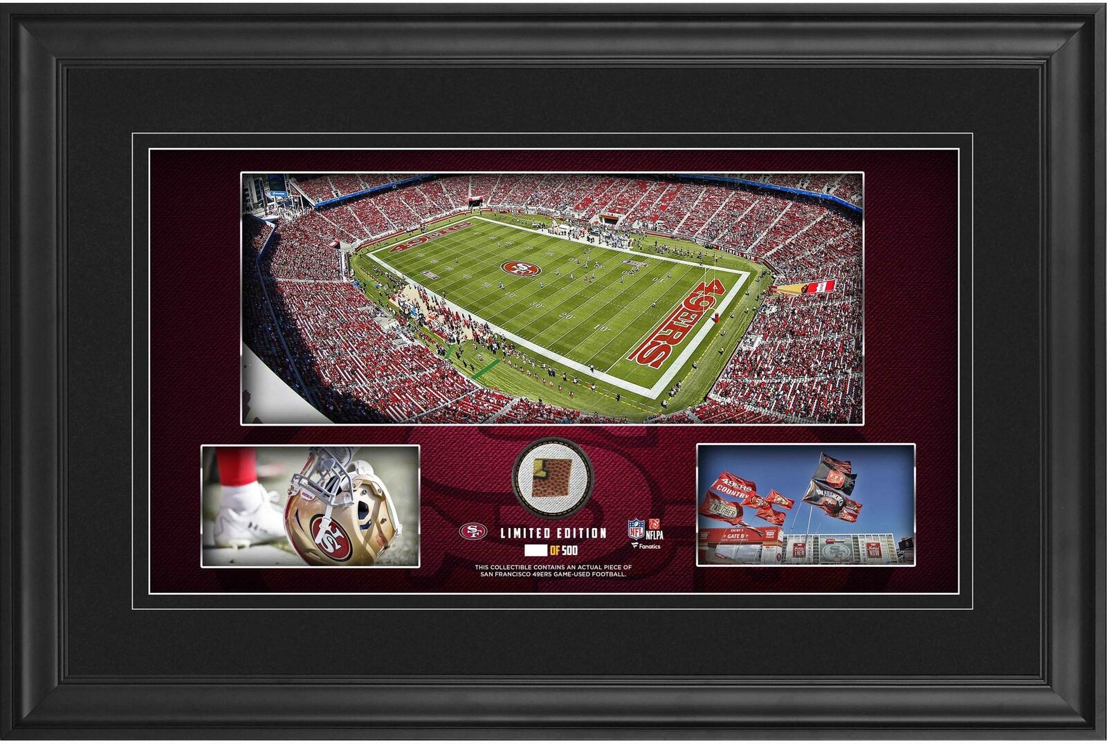 Sf 49ers Framed 10" X 18" Stadium Panoramic Collage & G-u Football - L.e. Of 500