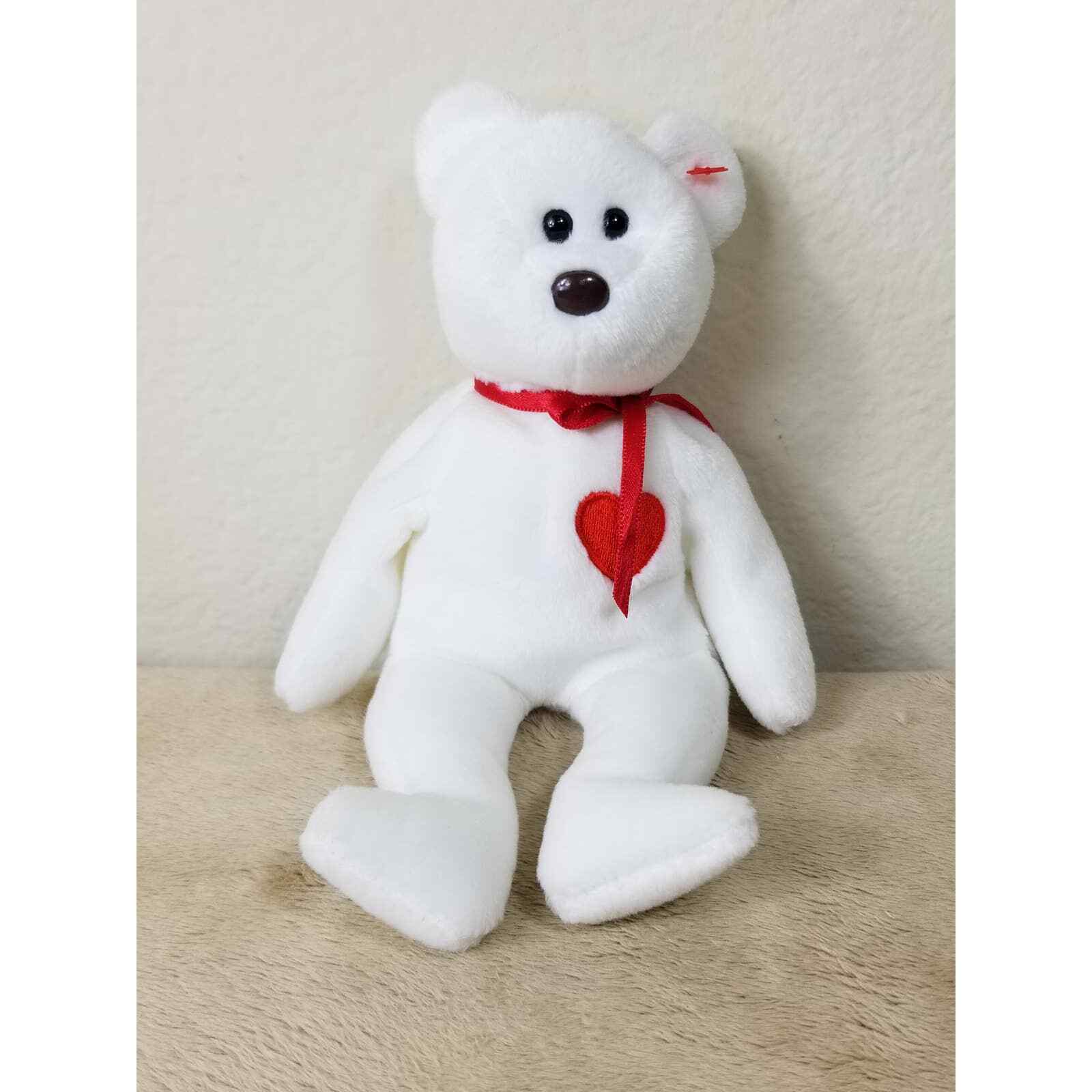 Ty Beanie Babies Valentino Bear 1993 Rare Brown Nose Stuffed Animal Plush Toy