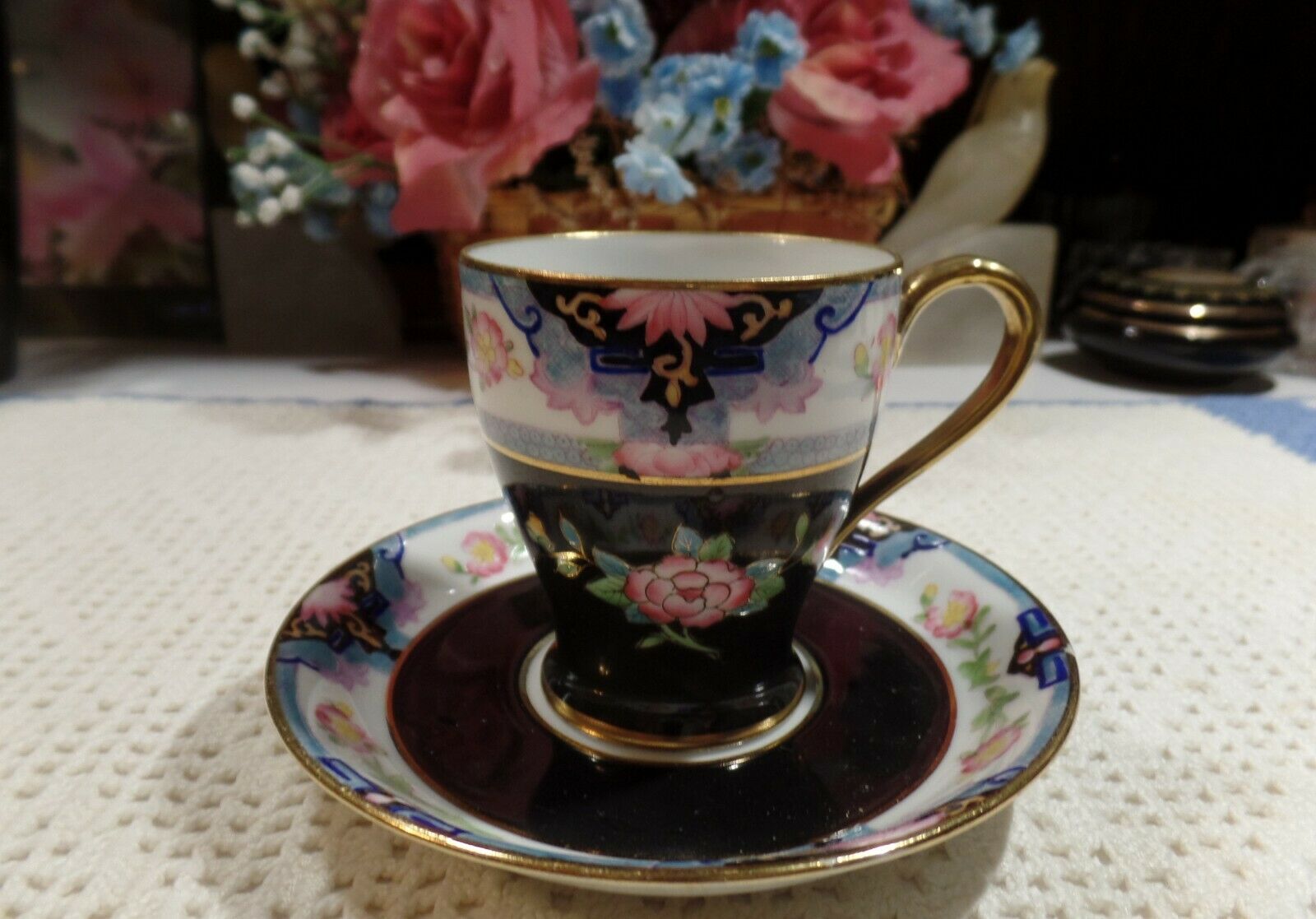Hand Painted Nippon Demitasse China Cup & Saucer