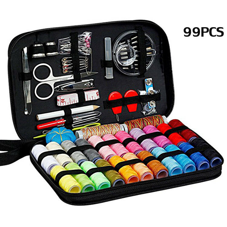 99pc Portable Sewing Kit Case Needle Thread Tape Scissor Button For Travel/home