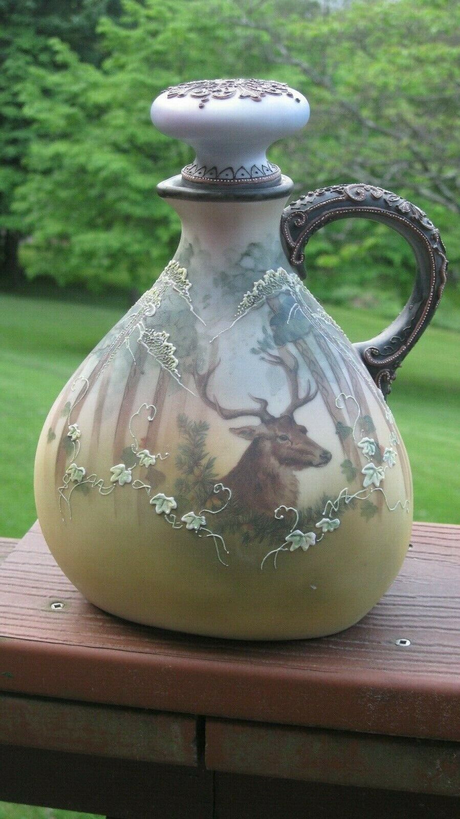 Rare Nippon Stag In Forest Wine Jug !!!!