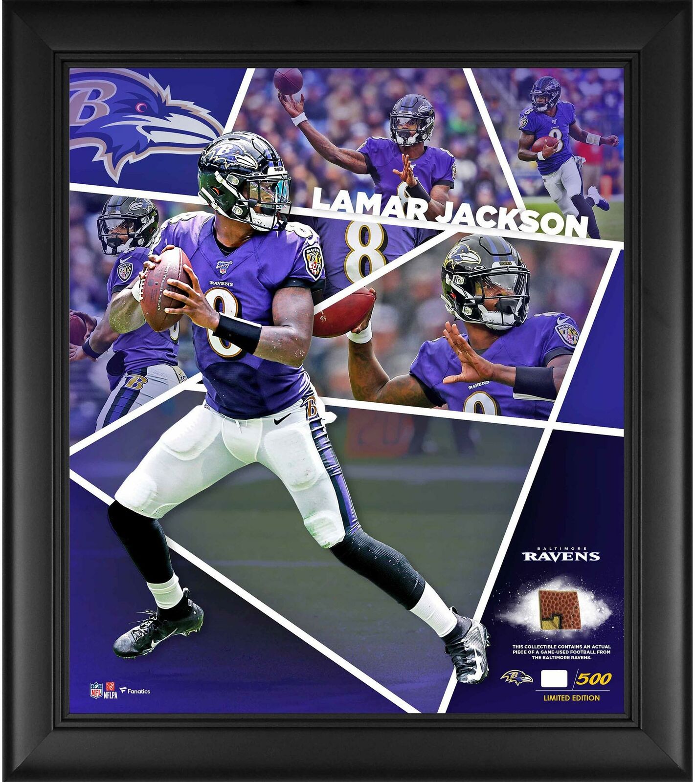 Lamar Jackson Ravens Frmd 15" X 17" Impact Collage & Piece Of Gu Ball - Le 500