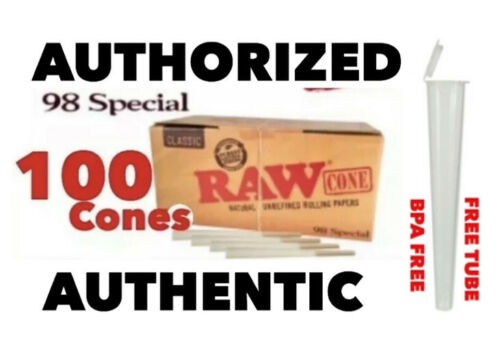 Raw Classic 98 Special Size Pre-rolled Cone W Tip(100 Pack)authorized Authentic